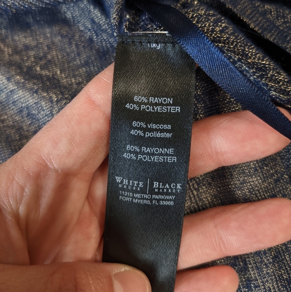 White House Black Market Blue Metallic Knit Top size medium - Picture 11 of 13